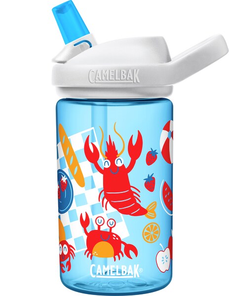 Blå Camelbak drikkeflaske til barn i plast med sugerør med krabber og hummer